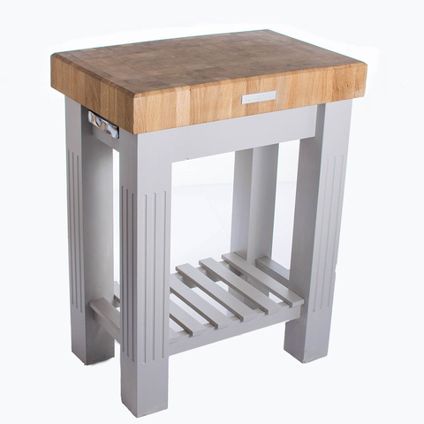 Isa Lei in Grey Grey Butcher Block Table