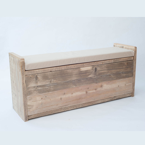rustic reclaimed wooden storage Bench